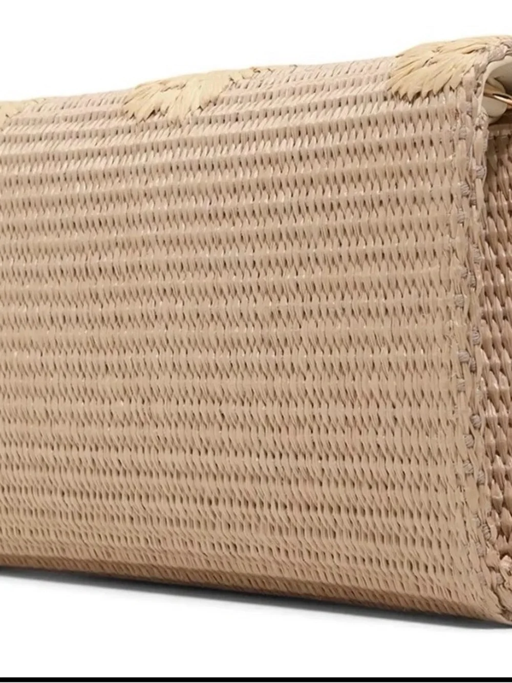 Ted Baker Beige Floral Woven Clutch with Gold-Tone Bar